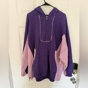 Free People Purple and Pink Quilted Hoodie